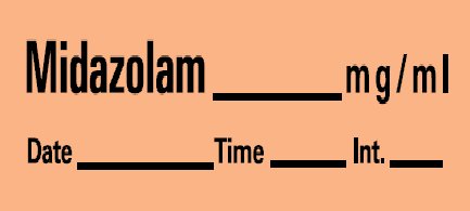 Precision Dynamics Drug Label Barkley® Anesthesia Label Midazolam_mg/mL Date_Time_Int._ Orange 1/2 X 1-1/2 Inch - Roll of 1 - LAN-120-RL