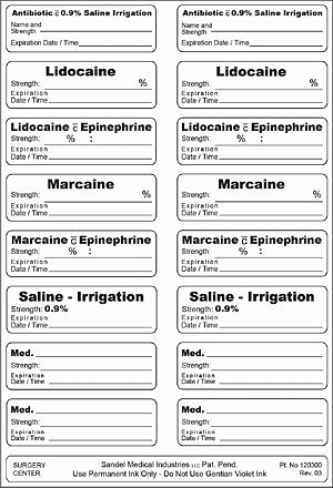 Sandel Medical Industries Label Kit Correct Medication Labeling System™ - Case of 50 - 3300-CS