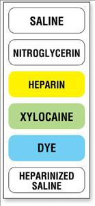 United Ad Label Drug Label UAL™ Anesthesia Label Saline Nitroglycerin Heparin Xylocaine Dye Heparinazied Saline Muilt Color 1/2 X 1-1/2 Inch - Pack of 1 - ULAM896-PK