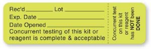 United Ad Label Pre-Printed Label UAL™ Advisory Label Green Paper Rec'D___Lot___Exp.Date___Date Opened___ Concurrent Testing Of This Kit Or Reagen Black Quality Control Label 7/8 X 3 Inch - Roll of 1 - ULQC218-RL