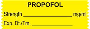 United Ad Label Drug Label UAL™ Anesthesia Label Tape Propofol Strength_mg/mL Exp Dt tm_ Yellow 1/2 X 1-1/2 Inch - Roll of 1 - ULTJ010-RL