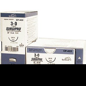 Medtronic MITG Nonabsorbable Suture with Needle Surgipro™ Polypropylene C-12 3/8 Circle Reverse Cutting Needle Size 4 - 0 Monofilament - Box of 36 - SP-631-BX