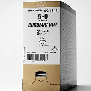 Covidien Absorbable Suture with Needle Chromic Gut C-12 3/8 Circle Reverse Cutting Needle Size 4 - 0 - Box of 1 - SG-535-BX