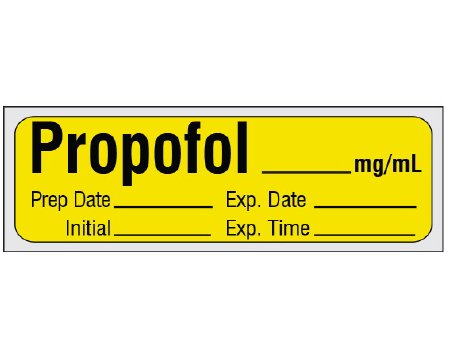 Shamrock Scientific Drug Label Shamrock Anesthesia Label Propofol_mg/mL PrepDate_Exp Date_ Int_ Exp Time_ Yellow 1/2 X 1 Inch - Roll of 333 - SA-205-EXP-PRE-RL