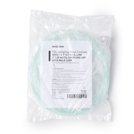 McKesson ETCO2 Nasal Sampling Cannula with O2 Delivery With Oxygen Delivery McKesson Adult Curved Prong / NonFlared Tip - Case of 25 - 16-0581-CS