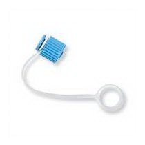 Qosina Corp Luer Lock Cap 0.332 Inch, Blue, HDPE, PVC, Male, Non-Vented, Strap - Each - 17677-EA