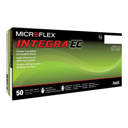 Microflex Medical Exam Glove Integra® EC Medium NonSterile Nitrile Extended Cuff Length Fully Textured Blue Not Rated - Case of 500 - N872-CS