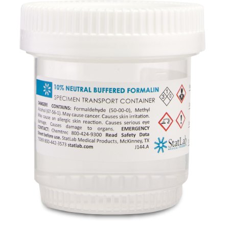 StatLab Medical Products Prefilled Formalin Container StatClick™ 30 mL Fill in 60 mL (2 oz.) Screw Cap Warning Label NonSterile - Case of 96 - NB0230-CS