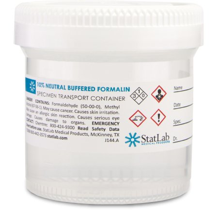 StatLab Medical Products Prefilled Formalin Container StatClick™ 45 mL Fill in 90 mL (3 oz.) Screw Cap Warning Label NonSterile - Case of 96 - NB0345-CS