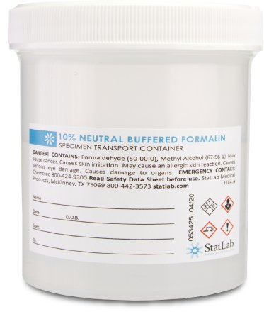 StatLab Medical Products Prefilled Formalin Container 250 mL Fill in 500 mL (16.9 oz.) Screw Cap Warning Label / Patient Information NonSterile - Case of 6 - NB16240-CS