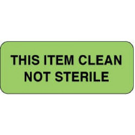 PDC Healthcare Pre-Printed Label pdc® Advisory Label Green Paper THIS ITEM CLEAN/NOT STERILE Black Alert Label 7/8 X 2-1/4 Inch - Roll of 1000 - 59705725-RL