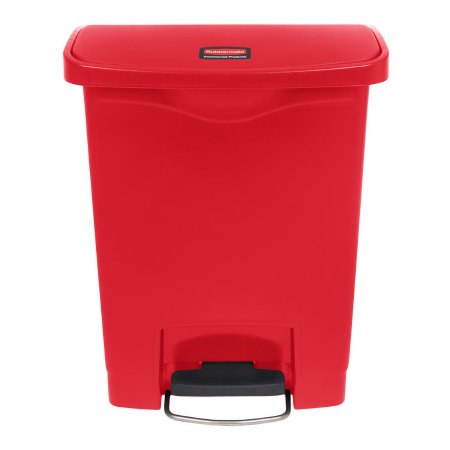 RJ Schinner Co Trash Can Rubbermaid® Slim Jim® 8 gal. Rectangular Red Plastic Step On - Each - 1883564-EA