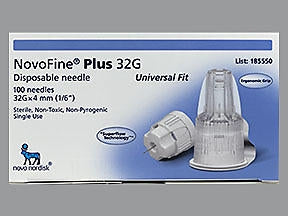 Novo Nordisk Pharmaceutical Standard Insulin Pen Needle NovoFine® Plus 32 Gauge 4 mm Length NonSafety - CT/1 - 00169185550-CT