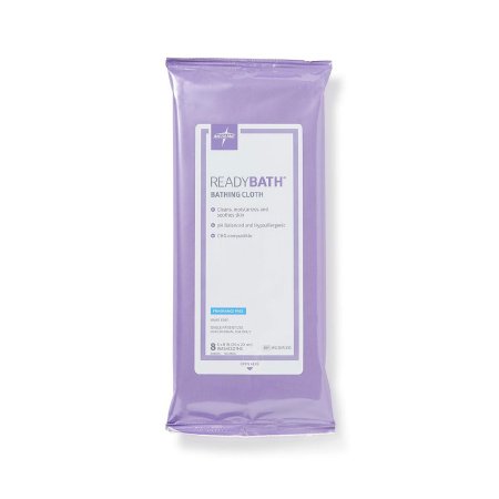 Medline Rinse-Free Bath Wipe ReadyBath® Soft Pack Water / Cocamidopropyl PG-Dimonium Chloride Phosphate / Glycerin Unscented 8 Count - Case of 30 - MSC095305-CS