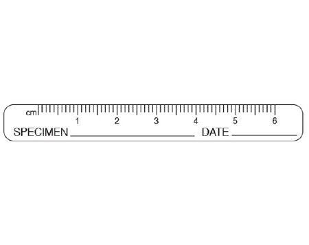 Shamrock Scientific Pre-Printed Label Shamrock Advisory Label White Superstick cm 1 2 3 4 5 6 / SPECIMEN _____ DATE _____ Black Lab / Specimen 3/8 X 3 Inch - Roll of 1 - SMS-3-RL