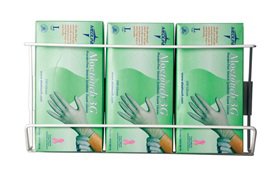 Alimed Glove Box Holder Vertical Mounted 3-Box Capacity White 3-3/4 X 11 X 16 Inch Coated Wire - Each - 924747-EA