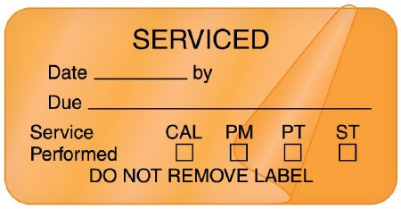 United Ad Label Pre-Printed Label Advisory Label Orange Paper Serviced / Date _____By / Due __________ Serviced Performed, CAL, PM, PT, ST / Donot Remove Label Quality Control Label 1 X 2 Inch - Roll of 500 - ULBE130-RL