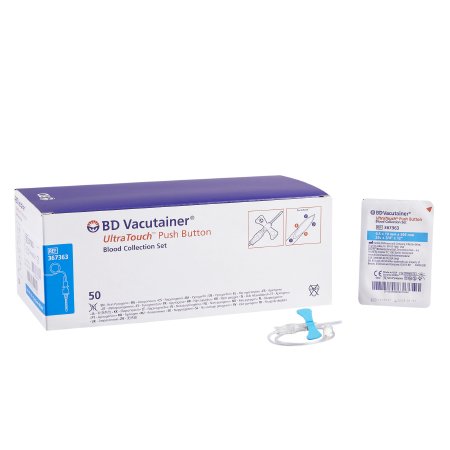 BD BD Vacutainer® UltraTouch™ Push Button Blood Collection Set 25 Gauge 3/4 Inch Needle Length Safety Needle 12 Inch Tubing Sterile - Box of 50 - 367363-BX