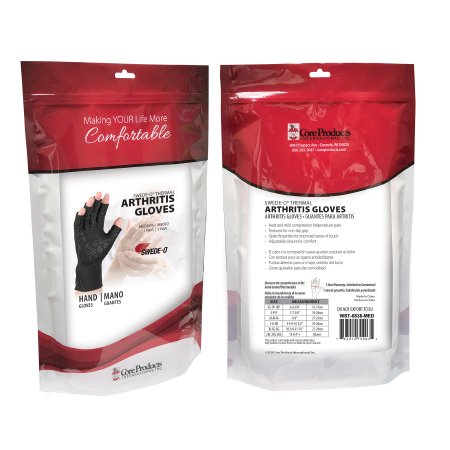 Core Products Arthritis Gloves Swede-O® Thermal Arthritic Open Finger Medium Over-the-Wrist Length Hand Specific Pair Stretch Fabric - Pair - WST-6838-MED-PR