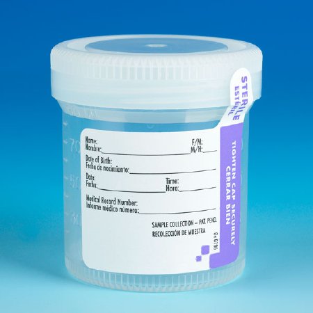 Globe Scientific Specimen Container Tite-Rite™ 53 mm Opening 90 mL (3 oz.) Screw Cap Patient Information Sterile - Case of 300 - 6526-CS