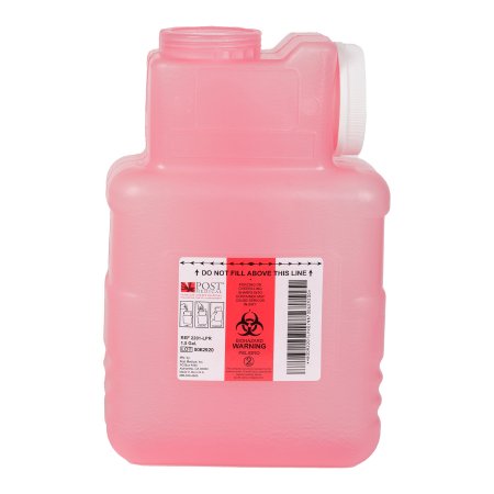 Post Medical Sharps Container Leaktight Red Base Horizontal / Vertical Entry 1.5 Gallon - Case of 22 - 2201-LPR-CS