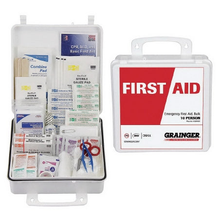 Grainger First Aid Kit 10 Person Plastic Case - Each - 39N787-EA
