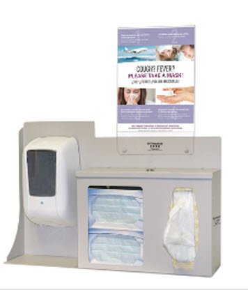 Bowman Manufacturing Hygiene Dispensing Station BOWMAN® Surface Mount Quartz Beige 5.00 X 22.25 X 24.42 Inch Aluminum / PETG Plastic - KT/1 - BD205-0012-KT