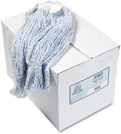 Lagasse Wet String Finish Mop Head Boardwalk® Looped-end Large Blue / White Rayon / Polyester Reusable - Case of 12 - BWK543CT-CS