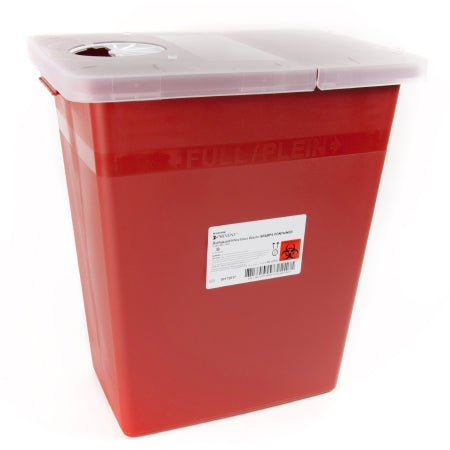 McKesson Sharps Container McKesson Prevent® Red Base 13-3/4 W X 13-3/4 D X 14 H Inch Horizontal / Vertical Entry 8 Gallon - Each - 80-8705-EA