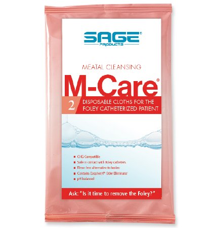 Sage Products Personal Wipe M-Care™ Meatal Soft Pack Purified Water / Methylpropanediol / Glycerin / Aloe Scented 2 Count - Case of 336 - 7953-CS