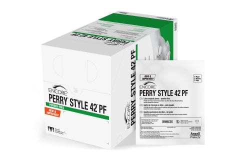 Ansell Surgical Glove ENCORE® Perry® Style 42® PF Size 9 Sterile Latex Standard Cuff Length Micro-Textured Natural Chemo Tested - Box of 50 - 5711107PF-BX