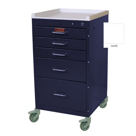 Harloff Anesthesia Cart Mini Line 18 X 18 X 34.4 Inch White (3)-3 Inch, (1)-6 Inch, (1)-9 Inch Drawer Configuration, 12.6 X 16.75 Inch Internal Drawer - Each - 3145K-EA