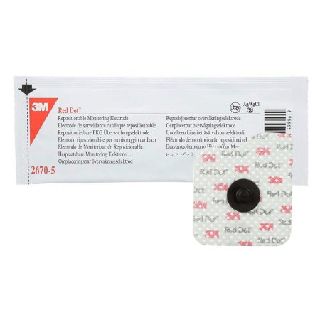 3M ECG Monitoring Electrode 3M™ Red Dot™ Cloth Backing Radiolucent / MR Conditional Snap Connector 5 per Pack - Case of 1000 - 2670-5-CS