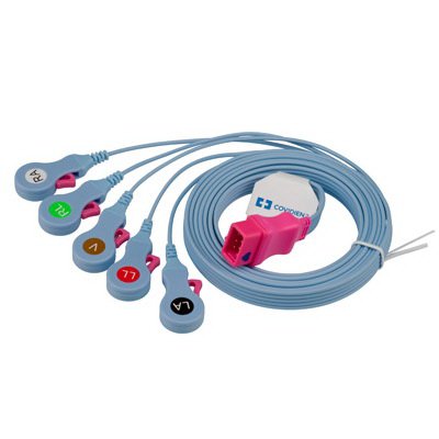 Cardinal ECG Cable Kendall™ 6 Foot, 5-Leads, Radiolucent - Case of 100 - 33136R72-CS
