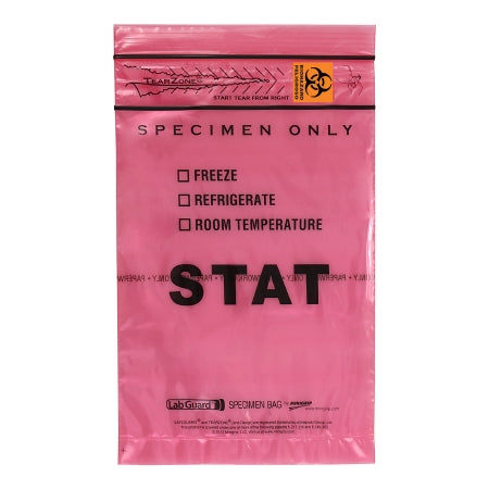 Medegen Medical Products LLC Specimen Transport Bag with Document Pouch NovaPlus 6 X 9 Inch Zip Closure Biohazard Symbol / Storage Instructions NonSterile - Case of 1000 - VMGTZ69S-CS