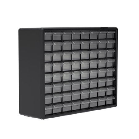 Akro-Mils Storage Cabinet Wall Mount Plastic 64 Drawers - Each - 10164-EA