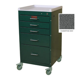Harloff Anesthesia Cart Mini Line 18 X 18 X 34.4 Inch Hammertone Gray (3)-3 Inch, (1)-6 Inch, (1)-9 Inch Drawer Configuration, 12.6 X 16.75 Inch Internal Drawer - Each - 3145K-EA