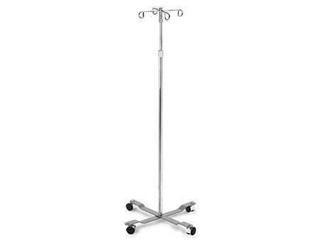 Hausmann Industries IV Pole 4-Hook 4 Legs Anti-Tip, Heavy Steel Base, 2 Inch Diameter Twin-Wheel, Nylon Casters - Each - 2188-EA