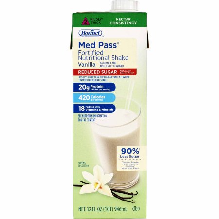 Hormel Food Sales Oral Supplement Med Pass® Reduced Sugar Vanilla Flavor Liquid 32 oz. Carton - Case of 12 - 22649-CS