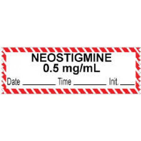 Precision Dynamics Drug Label PDC® Anesthesia Label Neostigmine 0.5 mg/mL Date_Time_Int._ Red / White 1/2 X 1 Inch - Roll of 1 - 59726956-RL