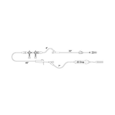Smiths Medical ASD, Inc. Primary IV Administration Set Medex™ Gravity 2 Ports 20 mL / Hr Drip Rate Without Filter 101 Inch Tubing - Case of 25 - MX7322SC-CS