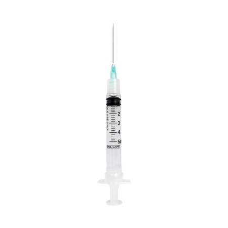 Sol-Millennium Medical Safety Hypodermic Syringe with Needle Sol-Care™ 5 mL 1/2 Inch 21 Gauge Retractable Safety Needle Regular Wall - Case of 1200 - 140072IM-CS