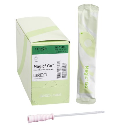 Bard Urethral Catheter Magic3® Go Straight Tip Hydrophilic Coated Silicone 14 Fr. 6 Inch - Case of 30 - 51814-CS