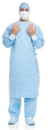 O&M Halyard Inc Surgical Gown with Towel Aero Blue 2X-Large / X-Long Blue Sterile AAMI Level 3 Disposable - Case of 30 - 43938-CS