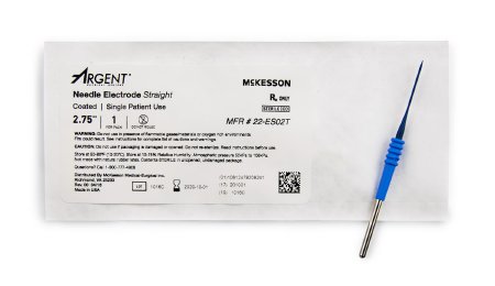 McKesson Needle Electrode McKesson Argent™ Coated Stainless Steel Straight Needle Tip Disposable Sterile - Box of 12 - 22-ES02T-BX