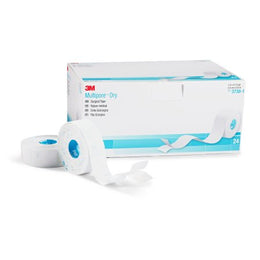 3M Water Resistant Dressing Retention Tape with Liner 3M™ Multipore™ Dry White 1 Inch X 5-1/2 Yard Pique NonSterile - Case of 96 - 3730-1-CS