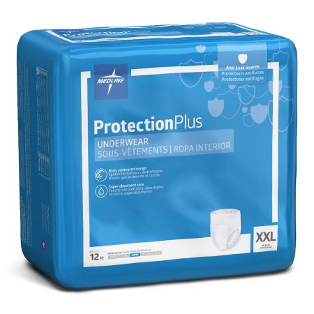 Medline Unisex Adult Absorbent Underwear Protection Plus® Super Pull On with Tear Away Seams 2X-Large Disposable Heavy Absorbency - Case of 48 - MSC33700-CS