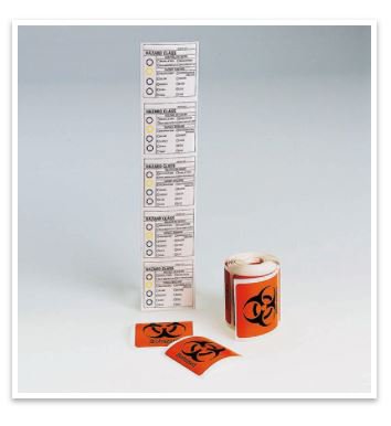 HPTC Inc Pre-Printed Label Warning Label Orange Vinyl Biohazard / Symbol Black Biohazard 4 X 4 Inch - Box of 25 - BWL4W-BX