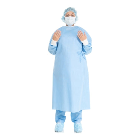 O&M Halyard Inc Non-Reinforced Surgical Gown with Towel Halyard Basics Large Blue Sterile Disposable - Case of 40 - 99287-CS