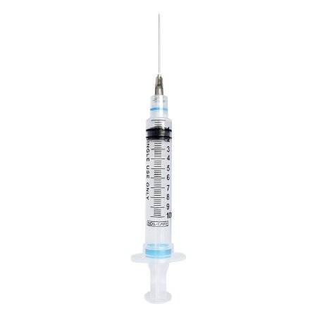 Sol-Millennium Medical Safety Hypodermic Syringe with Needle Sol-Care™ 10 mL 1-1/2 Inch 22 Gauge Retractable Safety Needle Regular Wall - Case of 1200 - 160076IM-CS